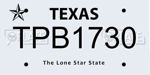 TPB1730 Texas License Plate
