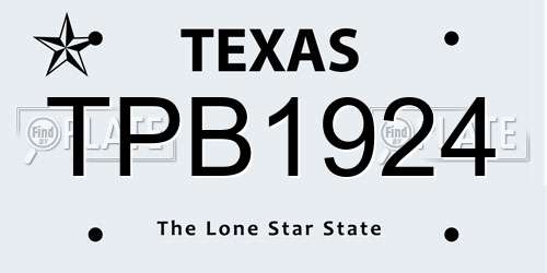 TPB1924 Texas License Plate