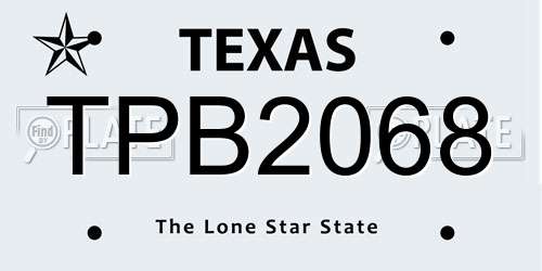 TPB2068 Texas License Plate