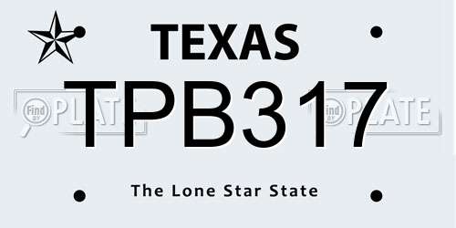 TPB317 Texas License Plate