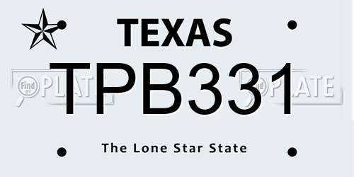 TPB331 Texas License Plate