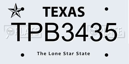 TPB3435 Texas License Plate