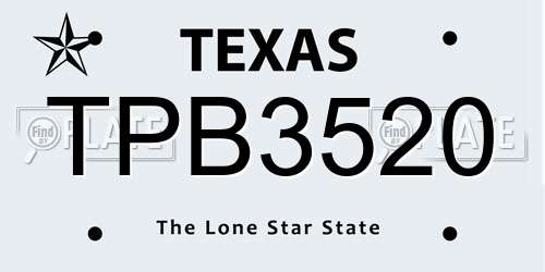 TPB3520 Texas License Plate
