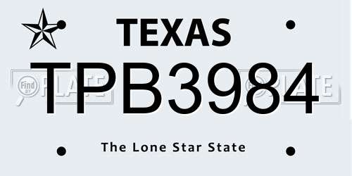 TPB3984 Texas License Plate