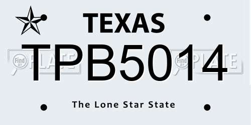 TPB5014 Texas License Plate