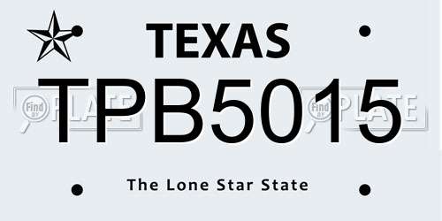 TPB5015 Texas License Plate