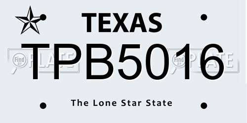 TPB5016 Texas License Plate