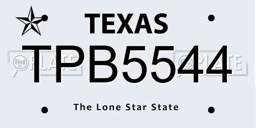 TPB5544 Texas License Plate