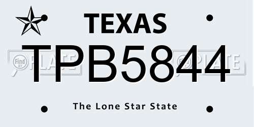 TPB5844 Texas License Plate