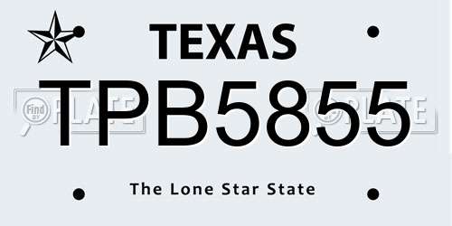 TPB5855 Texas License Plate