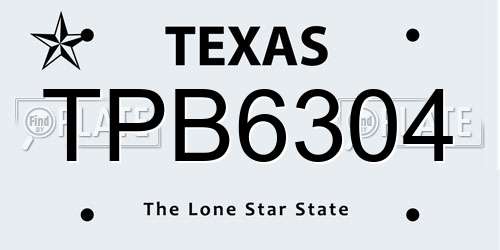 TPB6304 Texas License Plate