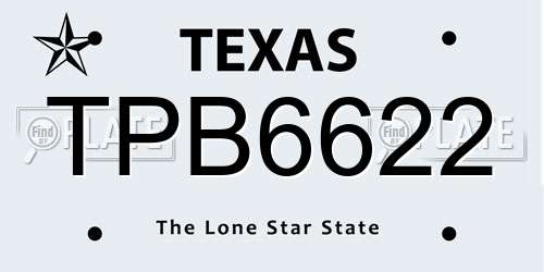 TPB6622 Texas License Plate