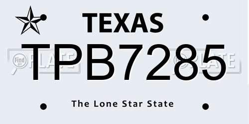 TPB7285 Texas License Plate