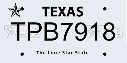 TPB7918 Texas License Plate