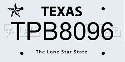 TPB8096 Texas License Plate