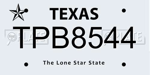 TPB8544 Texas License Plate