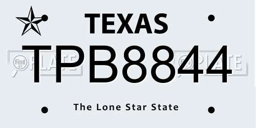 TPB8844 Texas License Plate