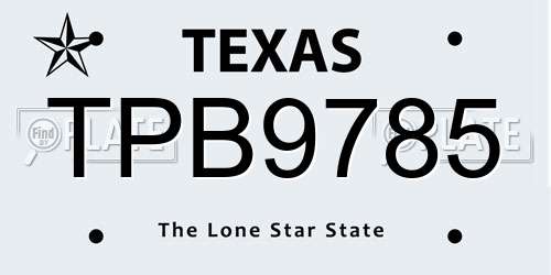 TPB9785 Texas License Plate