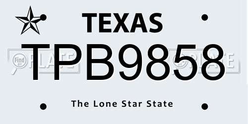 TPB9858 Texas License Plate