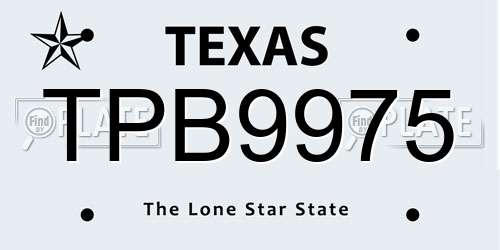 TPB9975 Texas License Plate