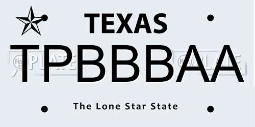 TPBBBAA Texas License Plate