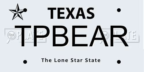 TPBEAR Texas License Plate