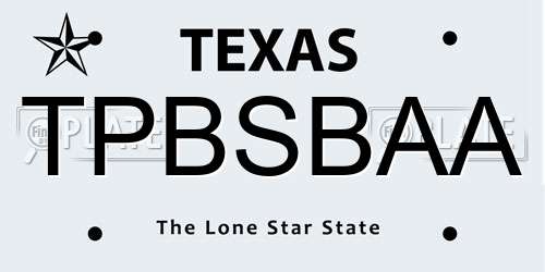 TPBSBAA Texas License Plate