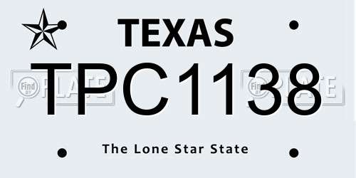 TPC1138 Texas License Plate