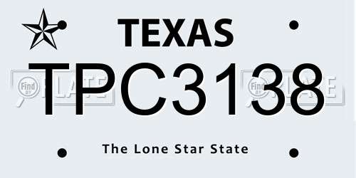 TPC3138 Texas License Plate