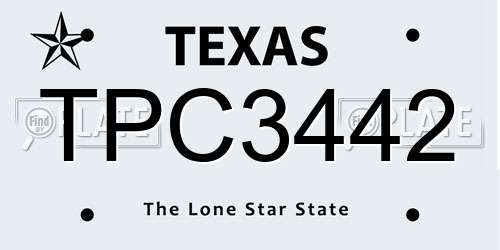 TPC3442 Texas License Plate
