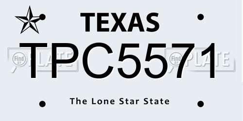 TPC5571 Texas License Plate