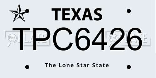 TPC6426 Texas License Plate