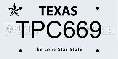 TPC669 Texas License Plate