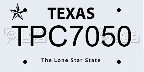 TPC7050 Texas License Plate