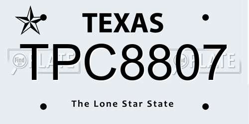 TPC8807 Texas License Plate