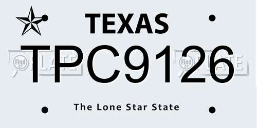 TPC9126 Texas License Plate