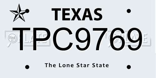 TPC9769 Texas License Plate