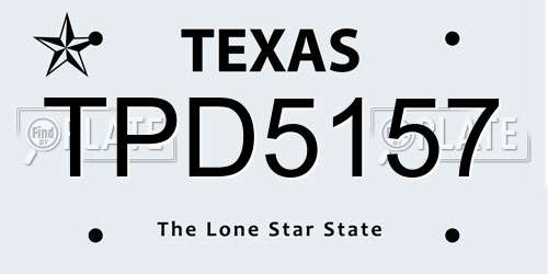 TPD5157 Texas License Plate