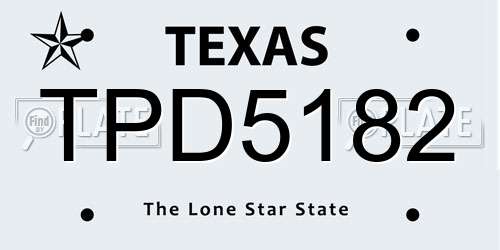 TPD5182 Texas License Plate