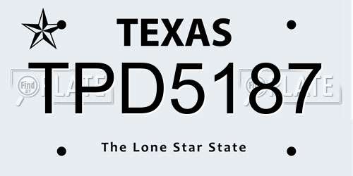 TPD5187 Texas License Plate