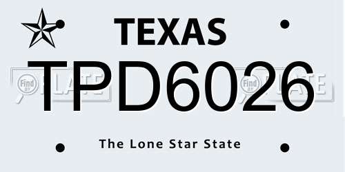 TPD6026 Texas License Plate