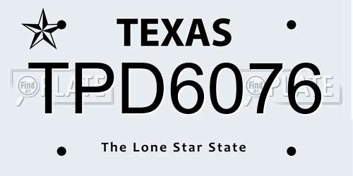 TPD6076 Texas License Plate
