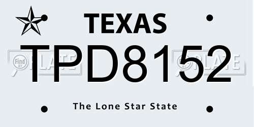TPD8152 Texas License Plate