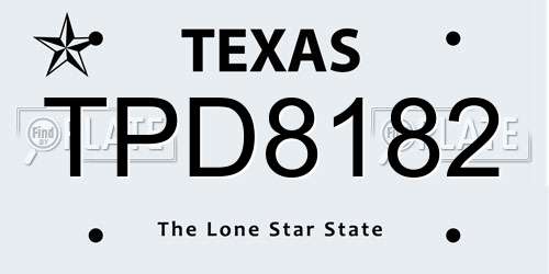 TPD8182 Texas License Plate