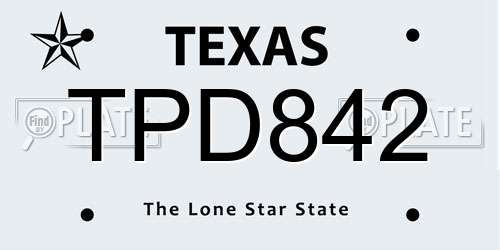 TPD842 Texas License Plate