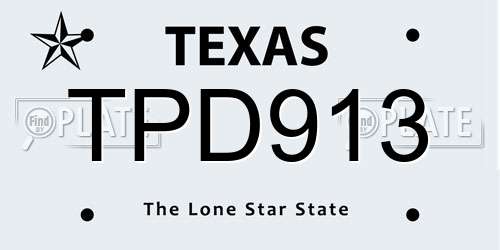 TPD913 Texas License Plate