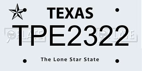 TPE2322 Texas License Plate