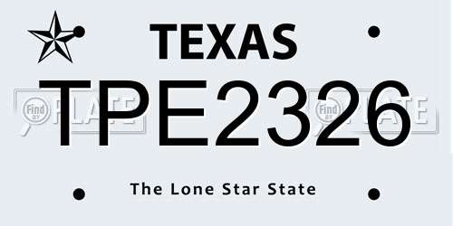 TPE2326 Texas License Plate