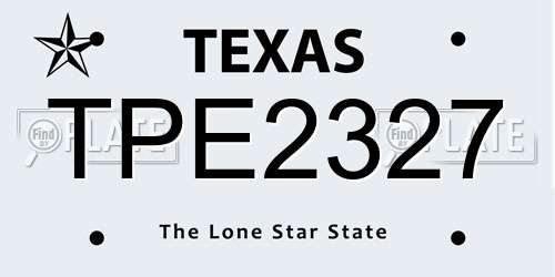 TPE2327 Texas License Plate