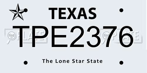 TPE2376 Texas License Plate